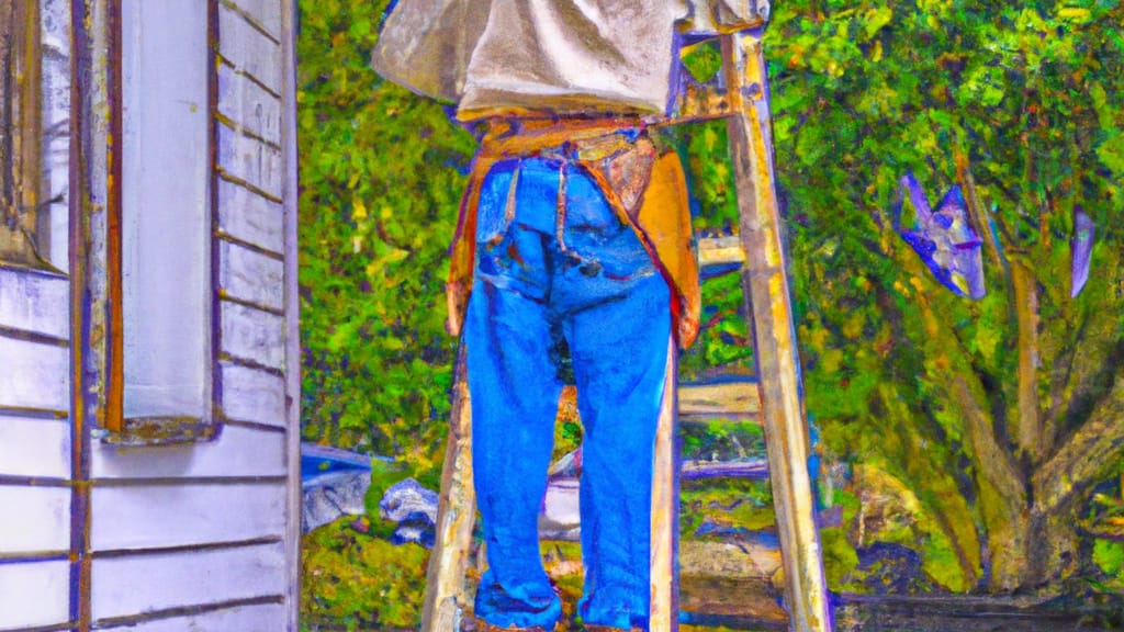 Man climbing ladder on Lutz, Florida home to replace roof