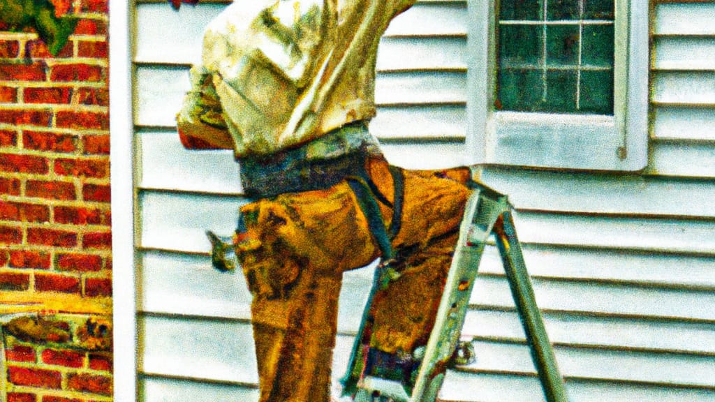 Man climbing ladder on Lyndhurst, New Jersey home to replace roof