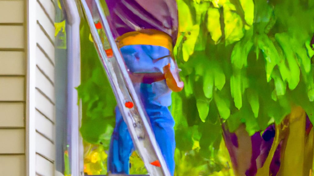 Man climbing ladder on Lynnwood, Washington home to replace roof