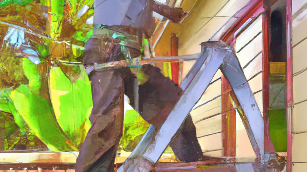 Man climbing ladder on Makawao, Hawaii home to replace roof