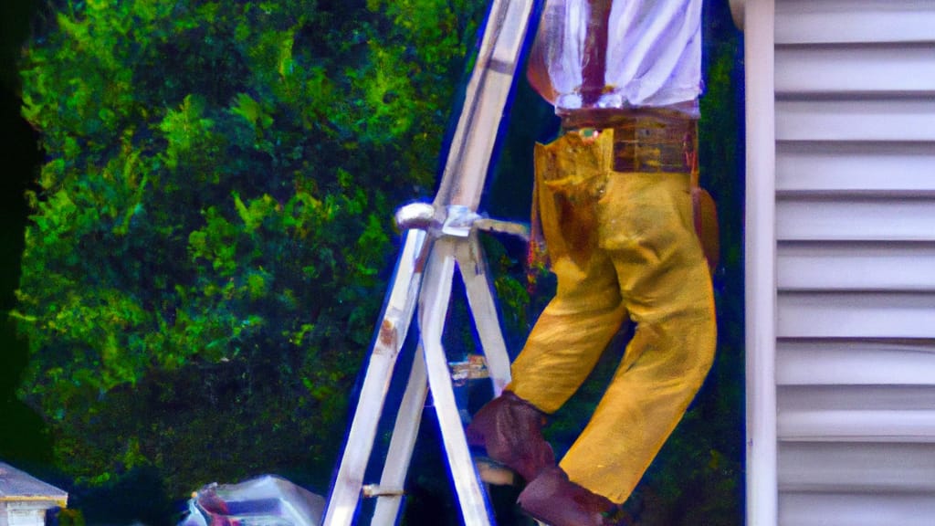 Man climbing ladder on Malvern, Arkansas home to replace roof