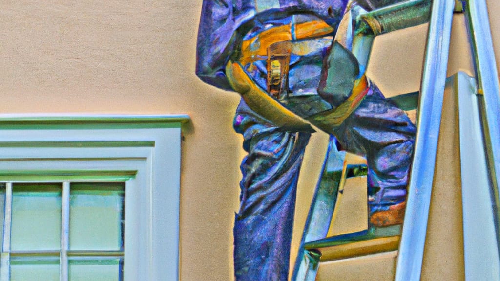 Man climbing ladder on Manassas, Virginia home to replace roof