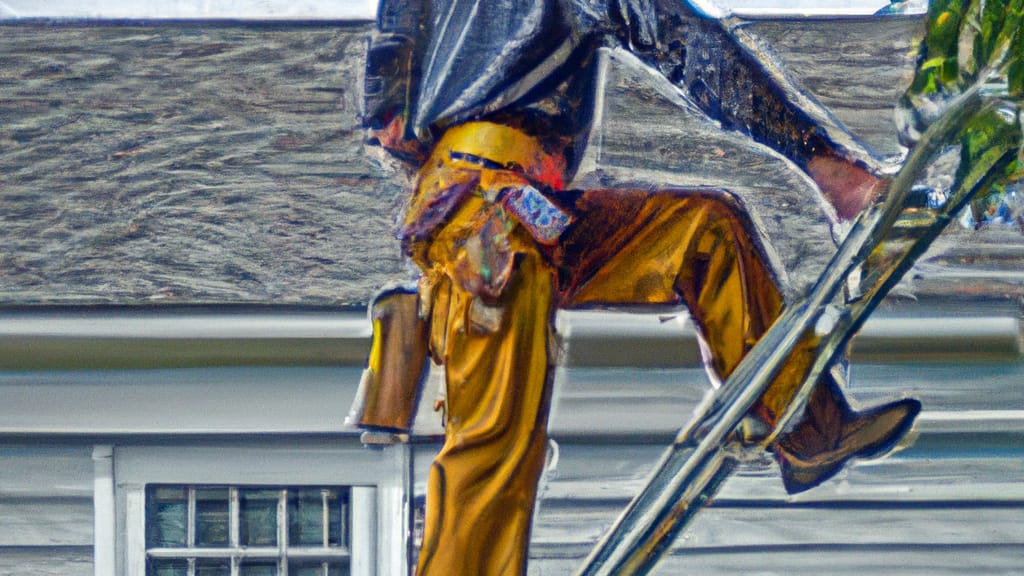Man climbing ladder on Manchester, Connecticut home to replace roof