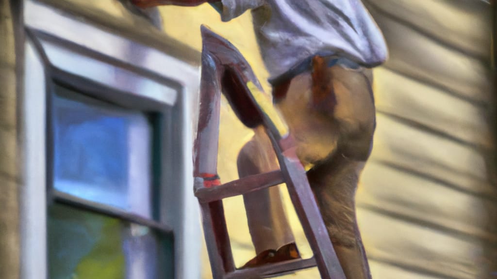 Man climbing ladder on Manhattan, Kansas home to replace roof