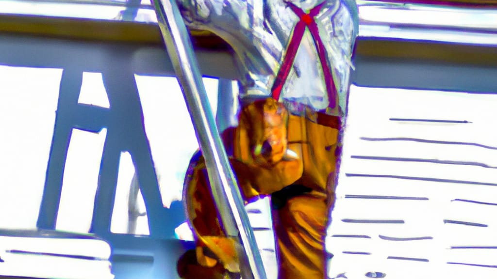 Man climbing ladder on Marietta, Ohio home to replace roof