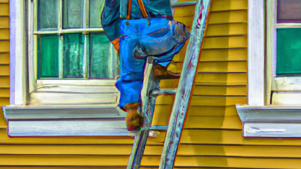 Man climbing ladder on Marion, Iowa home to replace roof