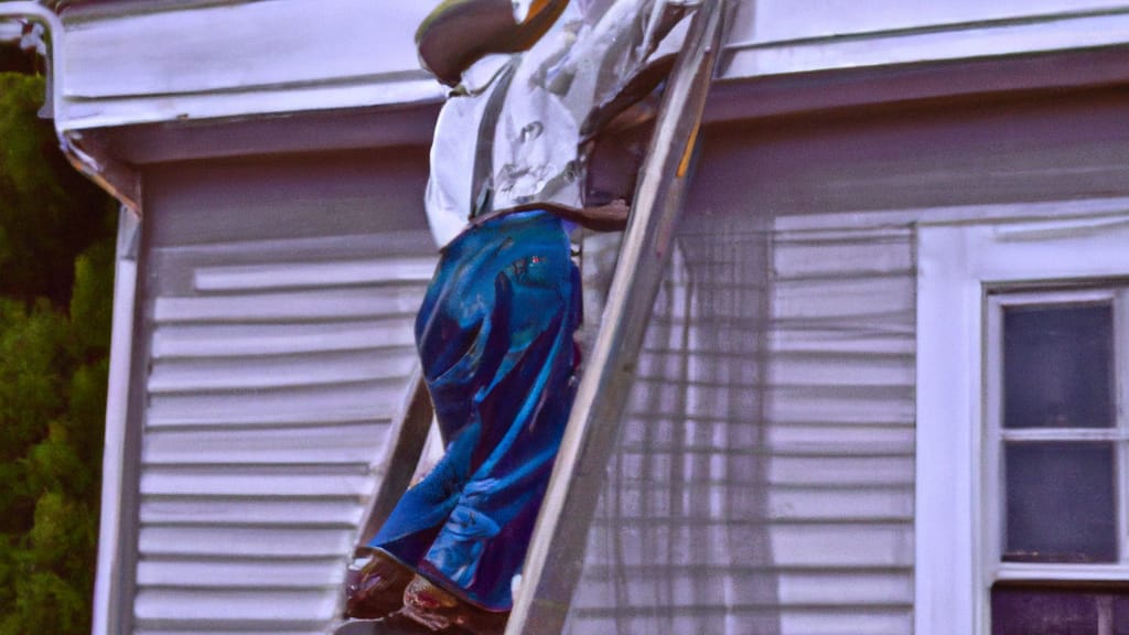 Man climbing ladder on Marshfield, Missouri home to replace roof