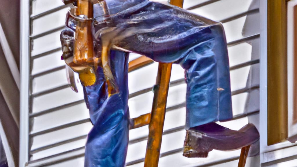 Man climbing ladder on Millbury, Massachusetts home to replace roof