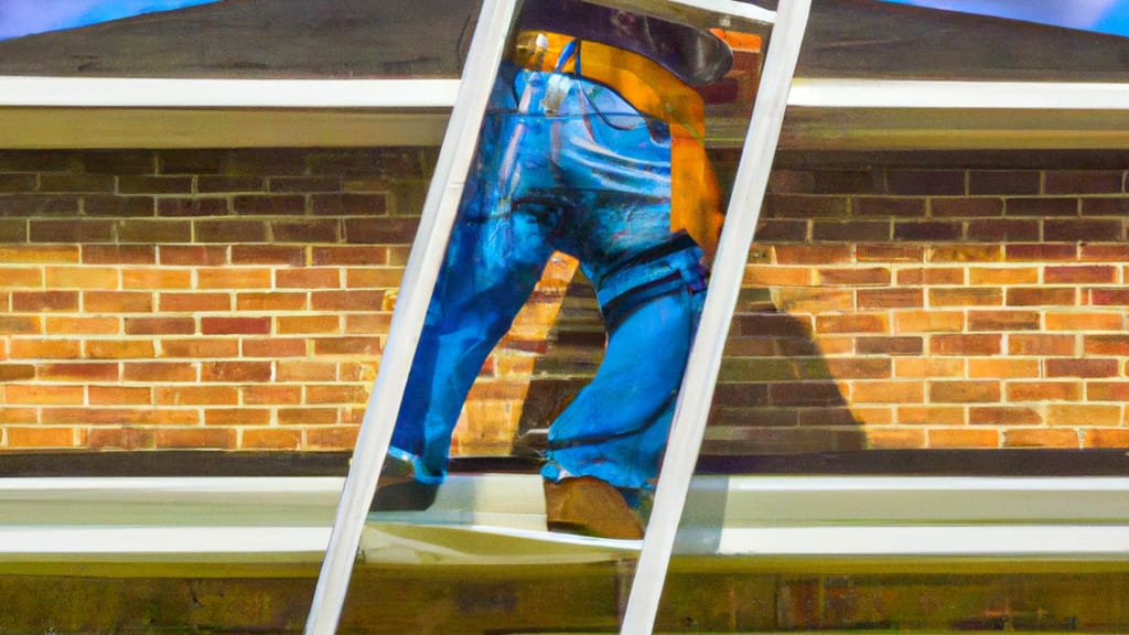 Man climbing ladder on Missouri City, Texas home to replace roof