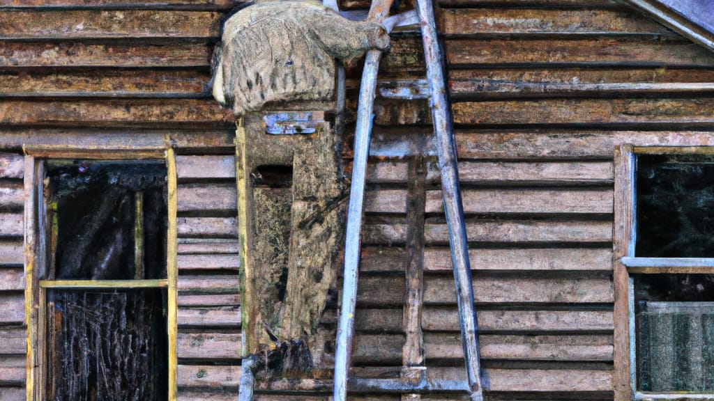 Man climbing ladder on Monahans, Texas home to replace roof