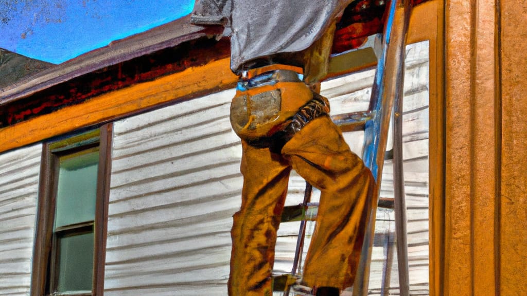 Man climbing ladder on Monee, Illinois home to replace roof