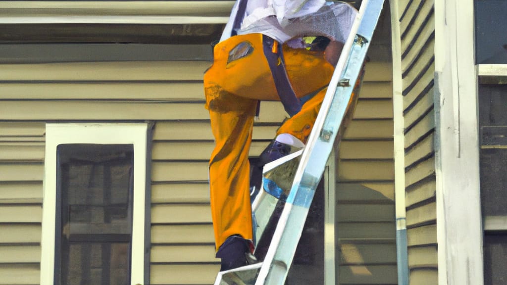 Man climbing ladder on Monroe, Louisiana home to replace roof