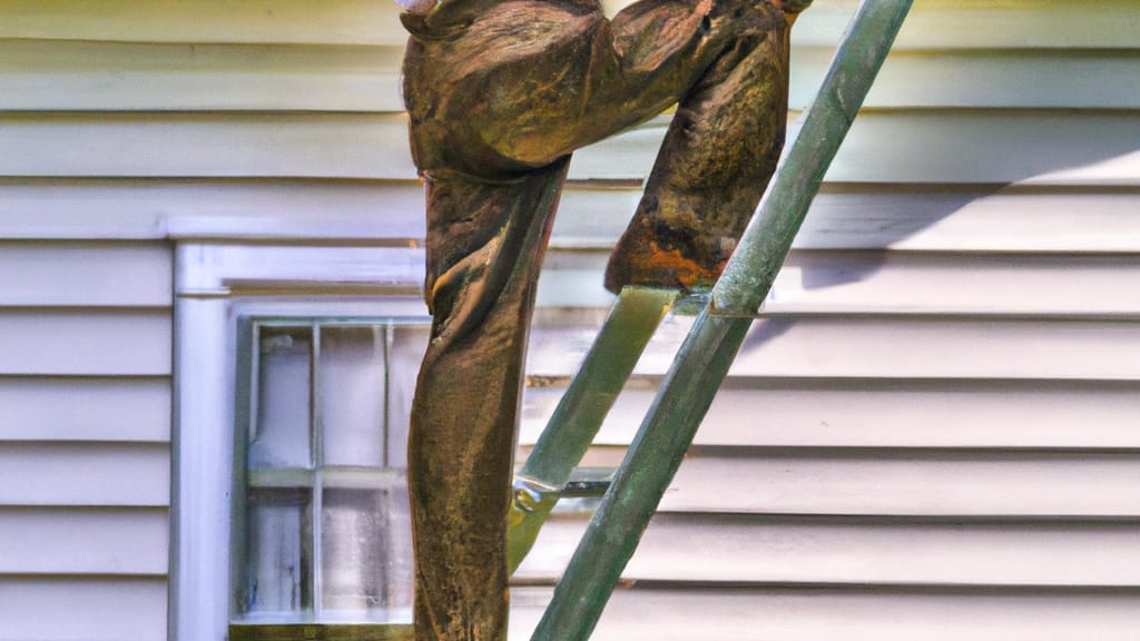 Man climbing ladder on Monroe, North Carolina home to replace roof