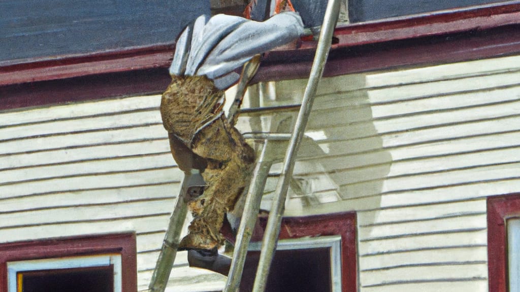 Man climbing ladder on Monroe, Ohio home to replace roof