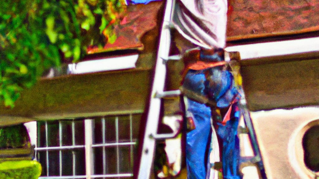 Man climbing ladder on Monrovia, California home to replace roof