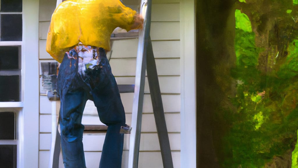 Man climbing ladder on Montevallo, Alabama home to replace roof