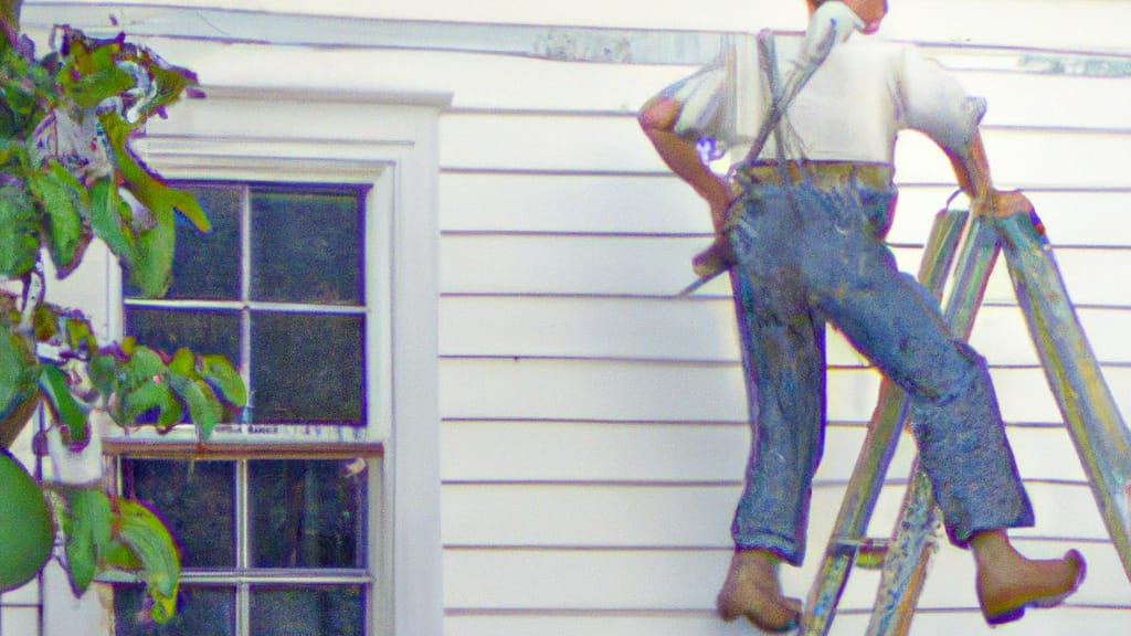 Man climbing ladder on Montgomery, Alabama home to replace roof