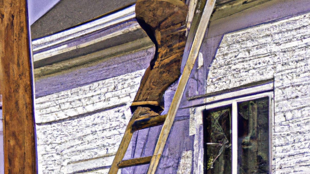 Man climbing ladder on Montgomeryville, Pennsylvania home to replace roof