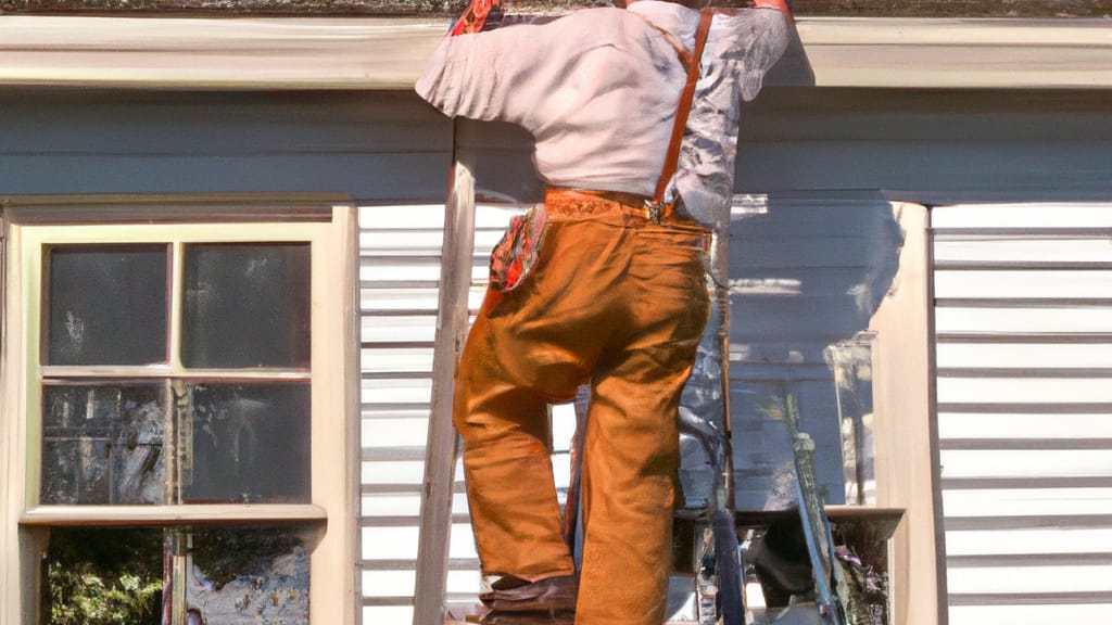 Man climbing ladder on Monticello, Kentucky home to replace roof