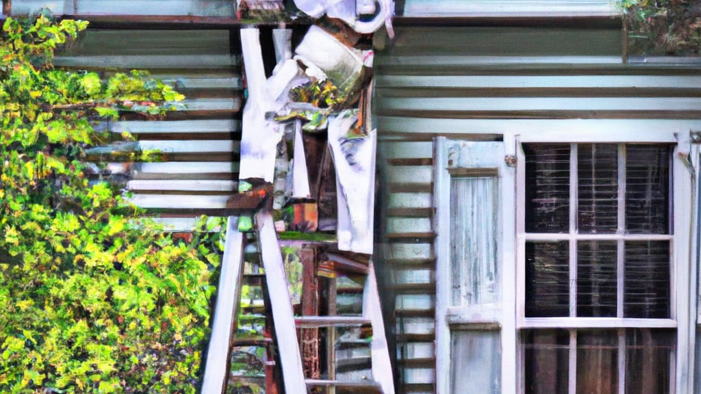 Man climbing ladder on Morrow, Georgia home to replace roof