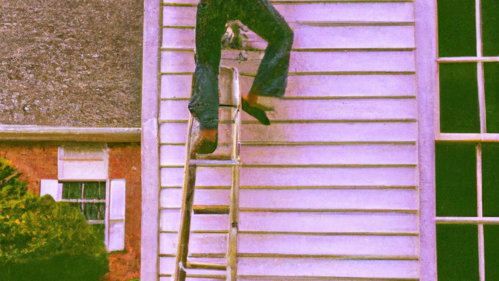 Man climbing ladder on Mount Holly, North Carolina home to replace roof