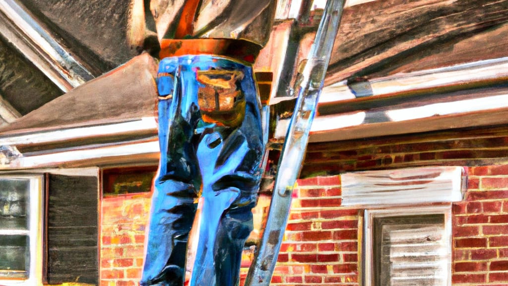 Man climbing ladder on Mount Vernon, Illinois home to replace roof