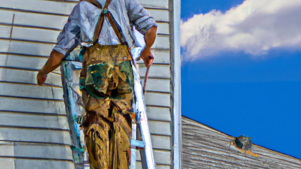 Man climbing ladder on Mulvane, Kansas home to replace roof