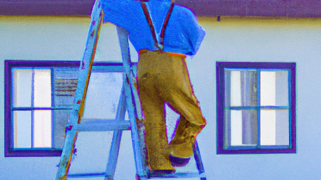 Man climbing ladder on Murrieta, California home to replace roof