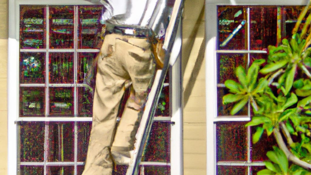 Man climbing ladder on Naples, Florida home to replace roof