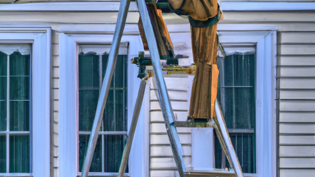 Man climbing ladder on Nashville, Georgia home to replace roof
