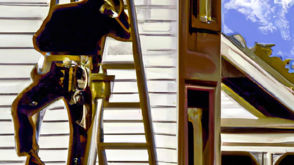 Man climbing ladder on Newport, Kentucky home to replace roof