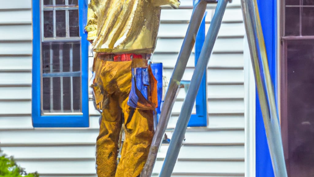 Man climbing ladder on Niceville, Florida home to replace roof