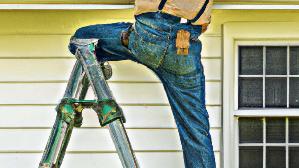 Man climbing ladder on Nixa, Missouri home to replace roof