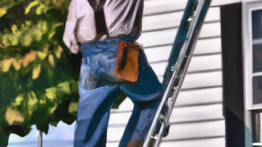 Man climbing ladder on Nolensville, Tennessee home to replace roof