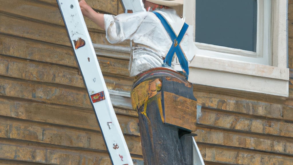 Man climbing ladder on Norfolk, Nebraska home to replace roof