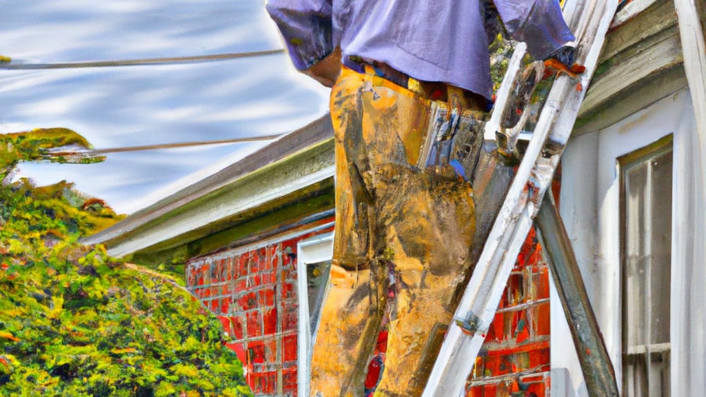 Man climbing ladder on North Manchester, Indiana home to replace roof