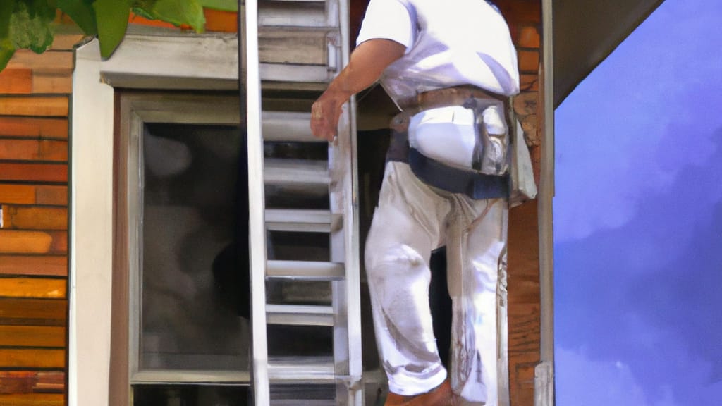 Man climbing ladder on Northfield, Minnesota home to replace roof