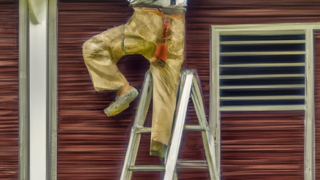 Man climbing ladder on Ooltewah, Tennessee home to replace roof