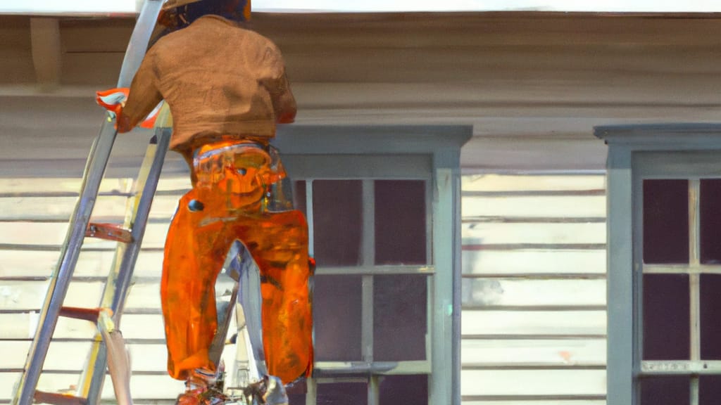 Man climbing ladder on Orange Beach, Alabama home to replace roof
