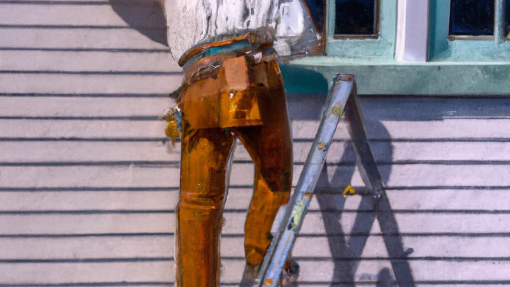 Man climbing ladder on Ossining, New York home to replace roof