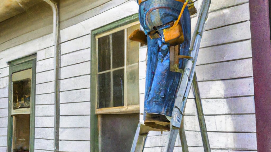 Man climbing ladder on Paris, Kentucky home to replace roof