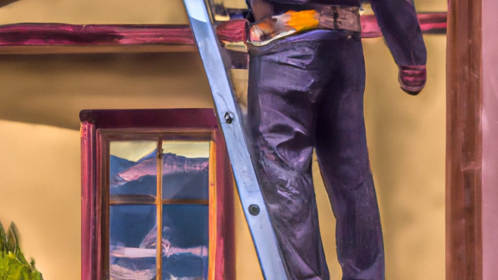 Man climbing ladder on Park City, Utah home to replace roof