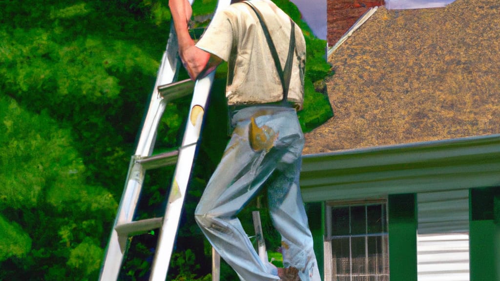 Man climbing ladder on Park Hills, Missouri home to replace roof