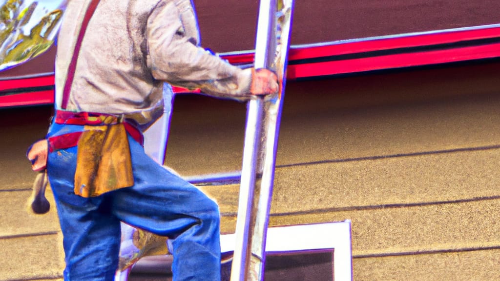 Man climbing ladder on Pasco, Washington home to replace roof
