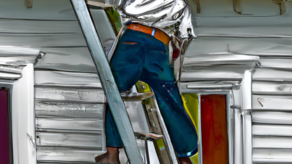 Man climbing ladder on Patterson, Louisiana home to replace roof