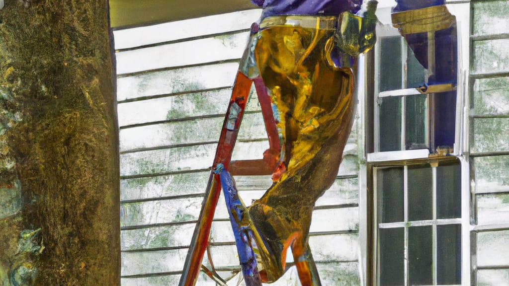 Man climbing ladder on Piedmont, South Carolina home to replace roof