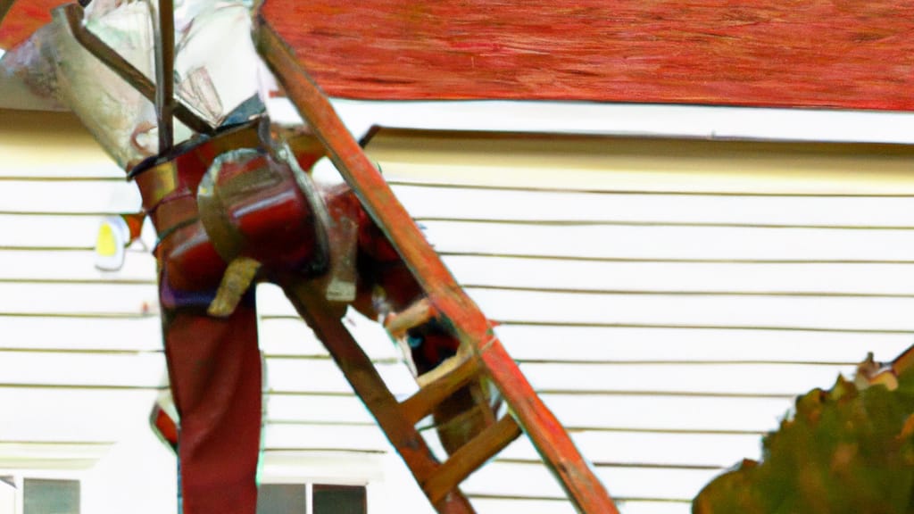 Man climbing ladder on Pinehurst, North Carolina home to replace roof