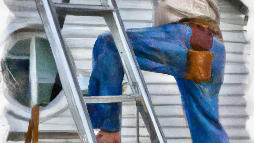 Man climbing ladder on Pleasant Hill, Missouri home to replace roof