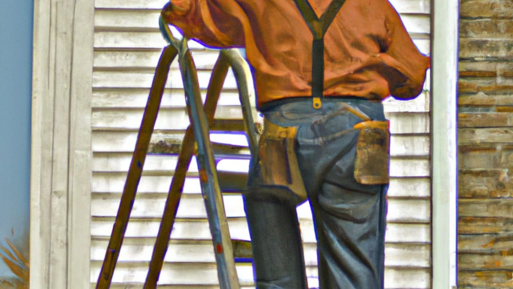 Man climbing ladder on Posen, Illinois home to replace roof