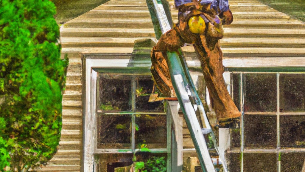 Man climbing ladder on Powder Springs, Georgia home to replace roof